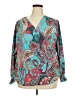 Shein Curve 100% Polyester Paisley Teal Long Sleeve Blouse Size 18 Plus (3) - photo 1