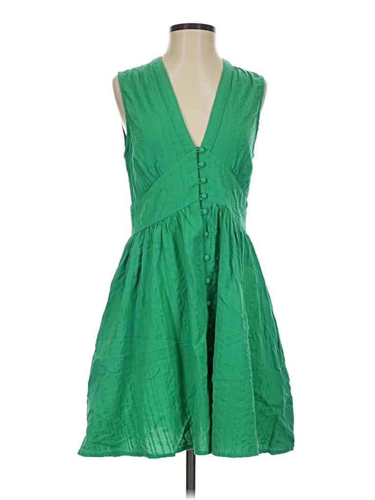 Nobody's Child Casual Dress - A-Line: Green Solid Pattern Dresses - Used - Size 4