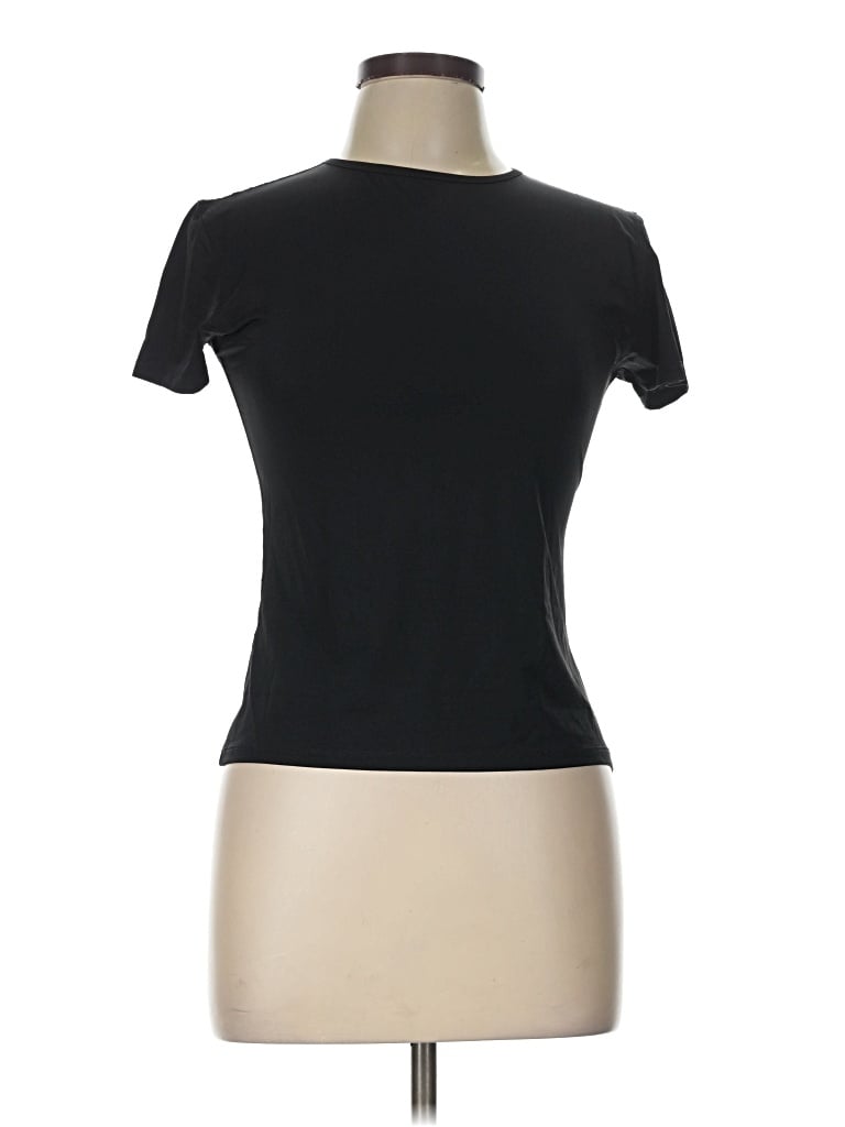 Pre-owned Pull & Bear Short Sleeve Top Black Mock Neckline Tops