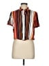 Volcom 100% Viscose Stripes Orange Short Sleeve Blouse Size M - photo 1
