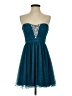 Deb 100% Polyester Hearts Teal Cocktail Dress Size 5 - photo 1