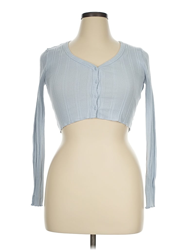 Pre-owned Sky And Sparrow Long Sleeve Top Blue Sweetheart Neckline Tops