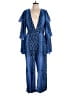 Boohoo 100% Polyester Paisley Blue Jumpsuit Size 10 - photo 1