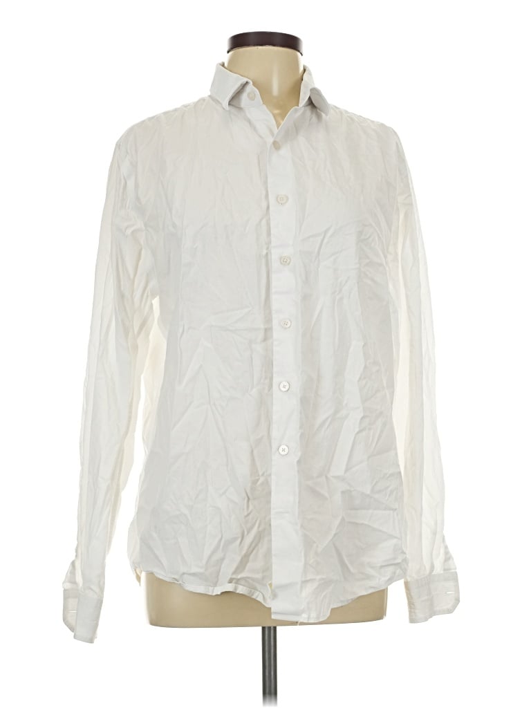 Pre-owned Express Long Sleeve Button Down Shirt In Ivory