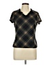 AK Anne Klein 100% Polyester Argyle Black Short Sleeve Top Size L (petite) - photo 1