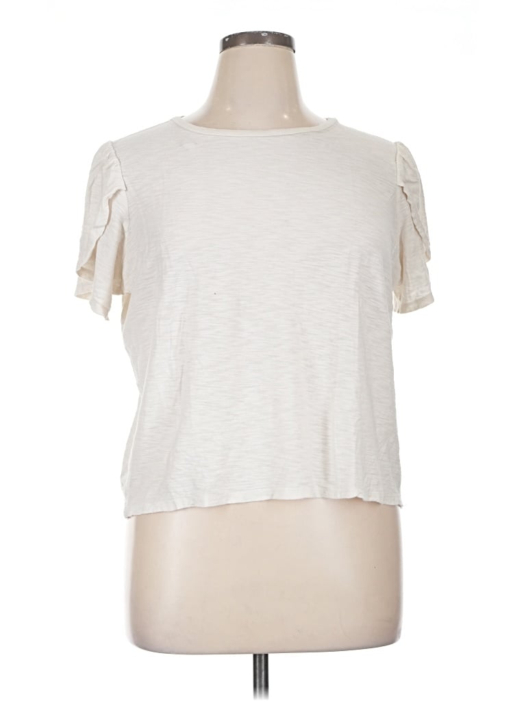 Pre-owned Express Short Sleeve T-shirt In Ivory