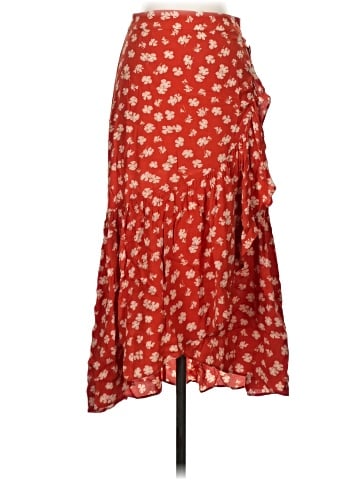 Madewell Ruffle-Wrap Midi Skirt in Happy Hibiscus (view 1)