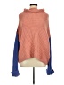 Free People Color Block Orange Poncho Size M - photo 1