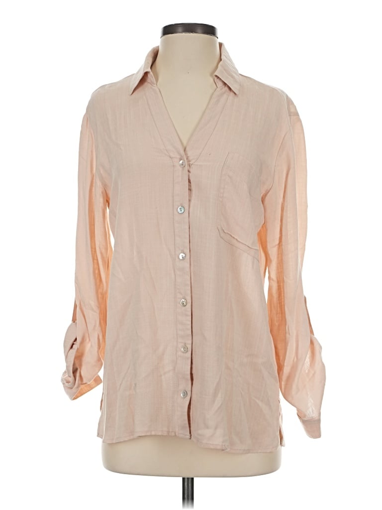 Pre-owned Unbranded 3/4 Sleeve Blouse In Tan