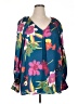 Entro 100% Polyester Teal Long Sleeve Blouse Size 1X - photo 1
