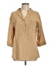 Unbranded Tan 3/4 Sleeve Button-Down Shirt Size L - photo 1