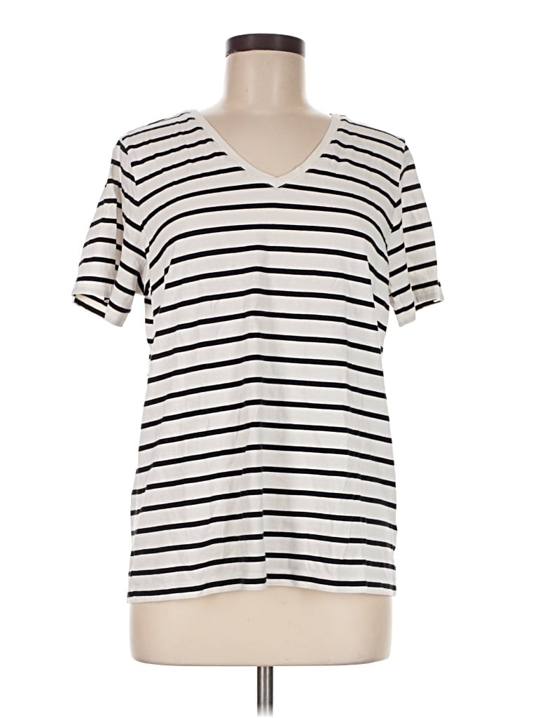 Pre-owned Lands' End Short Sleeve T-shirt In Ivory