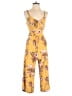 Xhilaration 100% Rayon Floral Yellow Jumpsuit Size S - photo 1