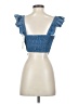 Endless Blu 100% Rayon Blue Short Sleeve Top Size S - photo 2