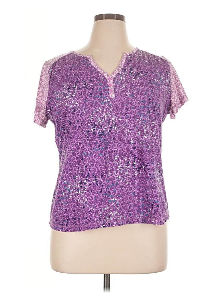 Pre-owned St. John's Bay Short Sleeve Henley Shirt In Purple