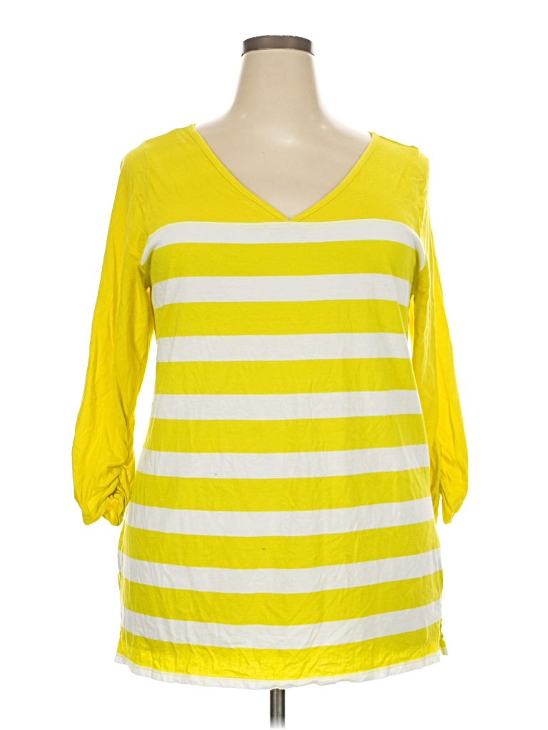Pre-owned Lane Bryant 3/4 Sleeve T-shirt In Yellow