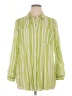 Roaman's 100% Cotton Stripes Green 3/4 Sleeve Button-Down Shirt Size 14w - photo 1