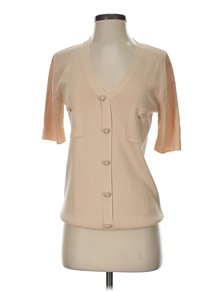 Pre-owned Edward Achour Paris Short Sleeve Blouse In Tan