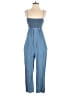 Zara Basic 100% Lyocell Solid Blue Jumpsuit Size S - photo 1