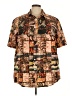 Shein Print Brown Short Sleeve Blouse Size 4XL - photo 1