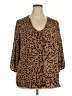 Covington 100% Polyester Animal Print Brown 3/4 Sleeve Blouse Size 2X - photo 1
