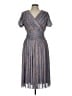 Unique Vintage 100% Polyester Metallic Gray Cocktail Dress Size L - photo 1