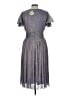 Unique Vintage 100% Polyester Metallic Gray Cocktail Dress Size L - photo 2