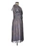 Unique Vintage 100% Polyester Metallic Gray Cocktail Dress Size L - photo 4