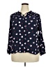 Como Black 100% Rayon Hearts Blue Long Sleeve Blouse Size 2X - photo 1