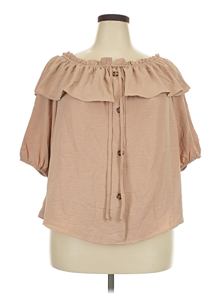 Pre-owned Love J 3/4 Sleeve Blouse In Tan