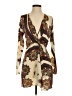 PrettyLittleThing 100% Polyester Paisley Brown Tan Casual Dress Size 4 - photo 1