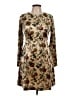 Zara Basic 100% Polyester Print Tan Casual Dress Size L - photo 1