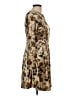 Zara Basic 100% Polyester Print Tan Casual Dress Size L - photo 4