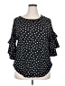 C'est La Vie Polka Dots Black 3/4 Sleeve Blouse Size 2X (estimated) - photo 1