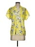 CAbi 100% Polyester Floral Yellow Short Sleeve Blouse Size XS - photo 1