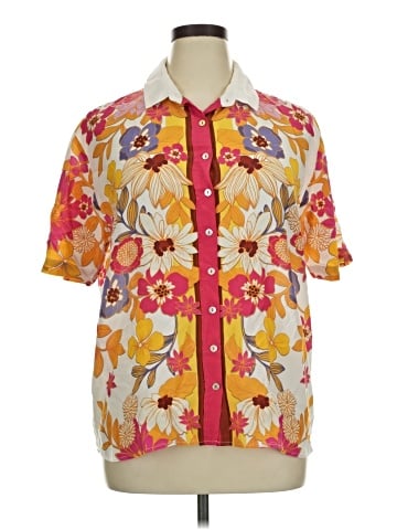 Johnny Was Short Sleeve Silk Top (view 1)