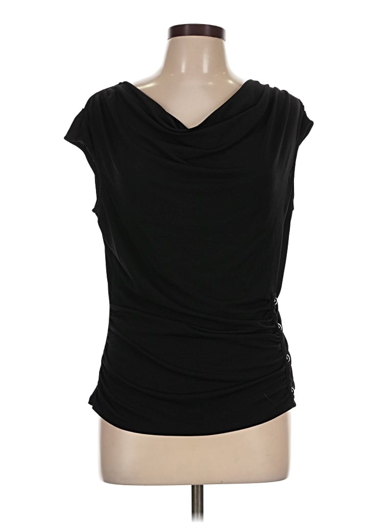 Pre-owned Worthington Short Sleeve Top Black Cowl Neck Tops