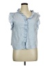 Dylan 100% Cotton Blue Sleeveless Button-Down Shirt Size L - photo 1