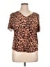 Cato Animal Print Brown Short Sleeve Top Size XL - photo 1