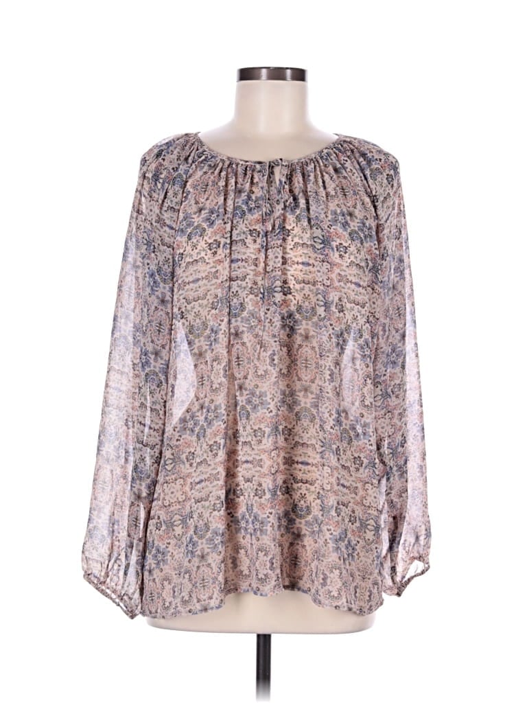Pre-owned Cabi Long Sleeve Blouse In Brown