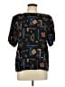 Sag Harbor 100% Rayon Graphic Black Short Sleeve Blouse Size L - photo 1