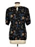 Sag Harbor 100% Rayon Graphic Black Short Sleeve Blouse Size L - photo 2