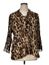 Allison Taylor 100% Polyester Animal Print Brown Long Sleeve Blouse Size 1X - photo 1