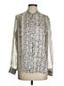 Elie Tahari Animal Print Silver Long Sleeve Blouse Size M - photo 1