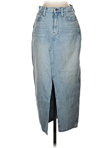 Madewell Rigid Denim A-Line Midi Skirt in Woodley Wash (view 1)