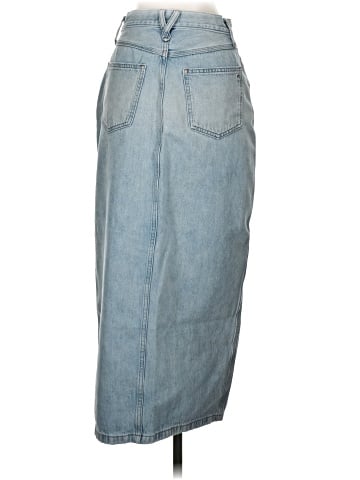 Madewell Rigid Denim A-Line Midi Skirt in Woodley Wash (view 2)
