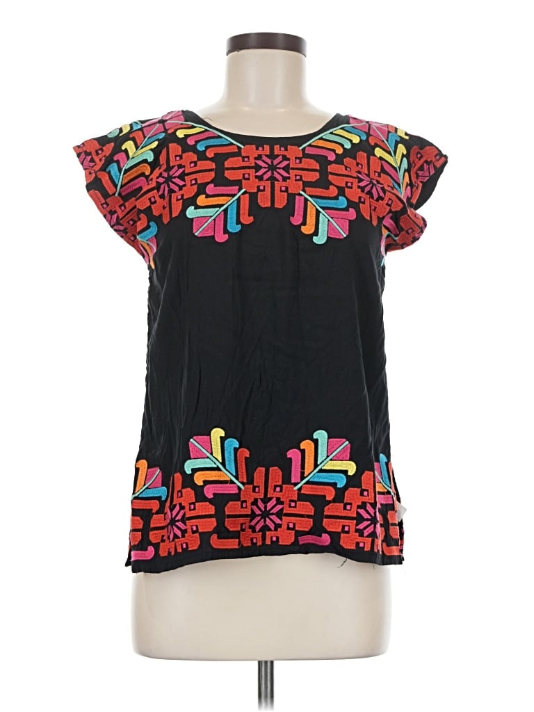 J.marie Short Sleeve Blouse In Black