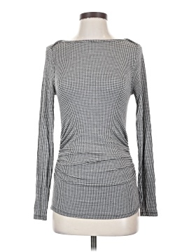 Madewell Ruched Crewneck Long-Sleeve Tee in Check Jacquard (view 1)
