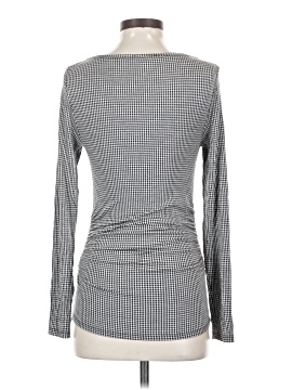 Madewell Ruched Crewneck Long-Sleeve Tee in Check Jacquard (view 2)