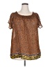 DR2 Animal Print Brown Short Sleeve Blouse Size 2X - photo 1